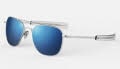Randolph Engineering Aviator - Bayonet Temple Matte Chrome / Skyforce™ Nylon Polarized Atlantic Blue Sunglasses - Color Image