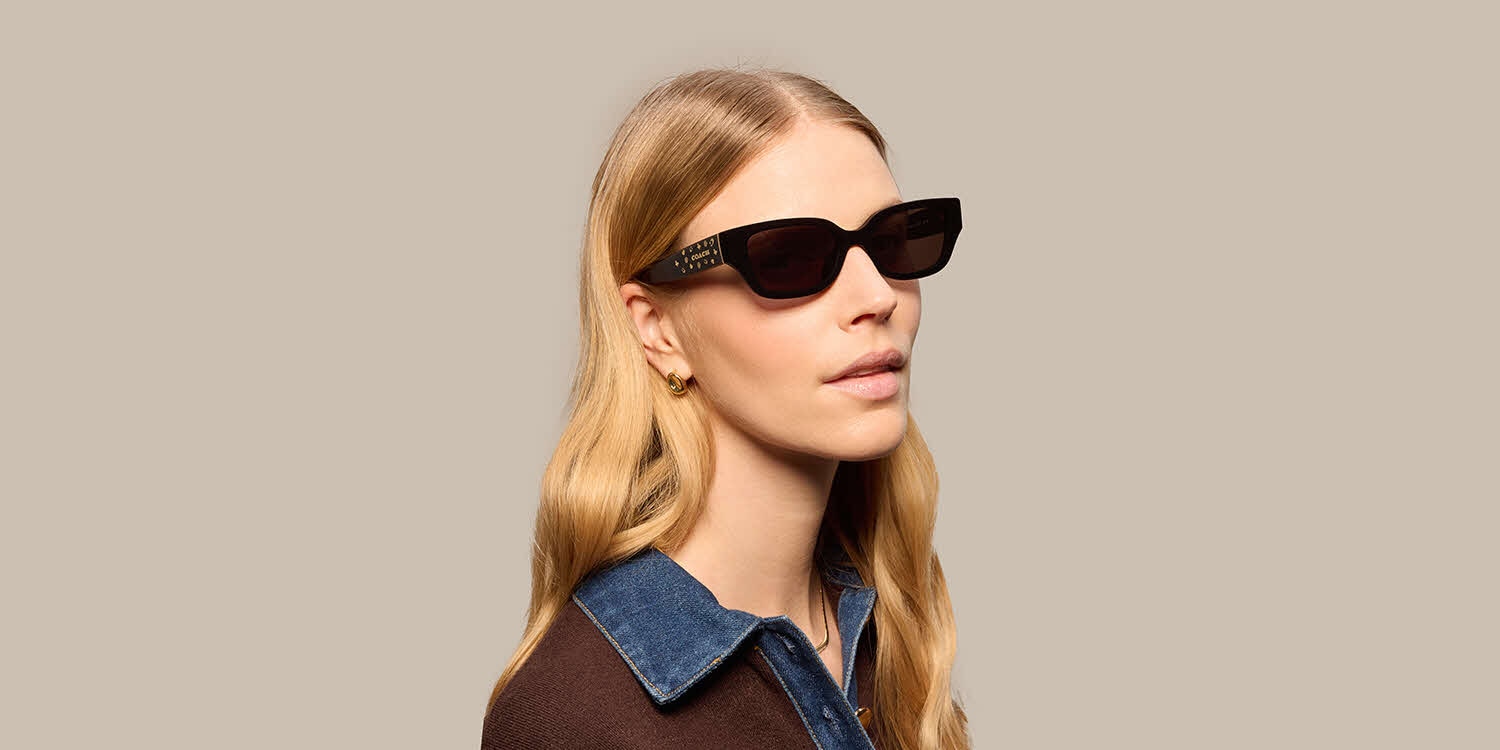 Coach Black Frame Grey Lens Sunglasses‎ NIB HC8439U Coach HC8439U CBZ52 - Rectangle Transparent Light Blue Frame  main image 2