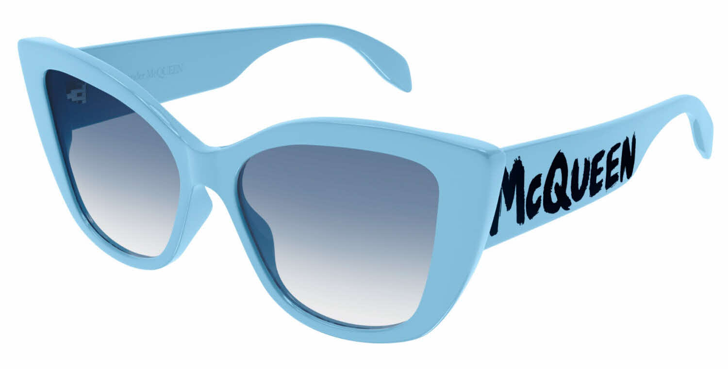 NWOT McQ by Alexander Mcqueen Blue Square Sunglasses with Case MQ0060S Alexander McQueen – Good See Co main image 2