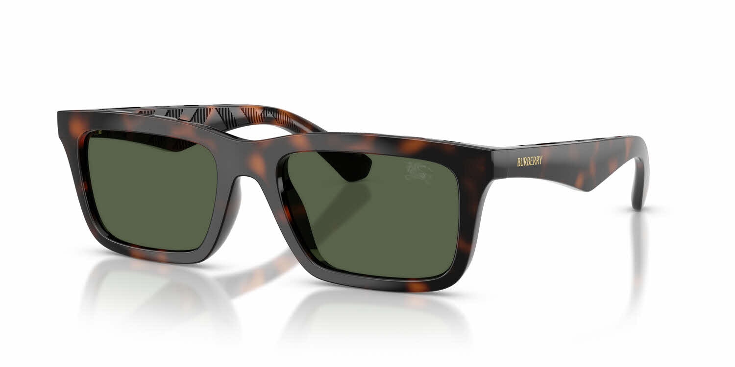 Burberry Matte Green Oversized Rectangular Sunglasses with Amber Lenses BURBERRY BE4433U 413871 Rubber Green Dark Unisex 57 mm  main image 2