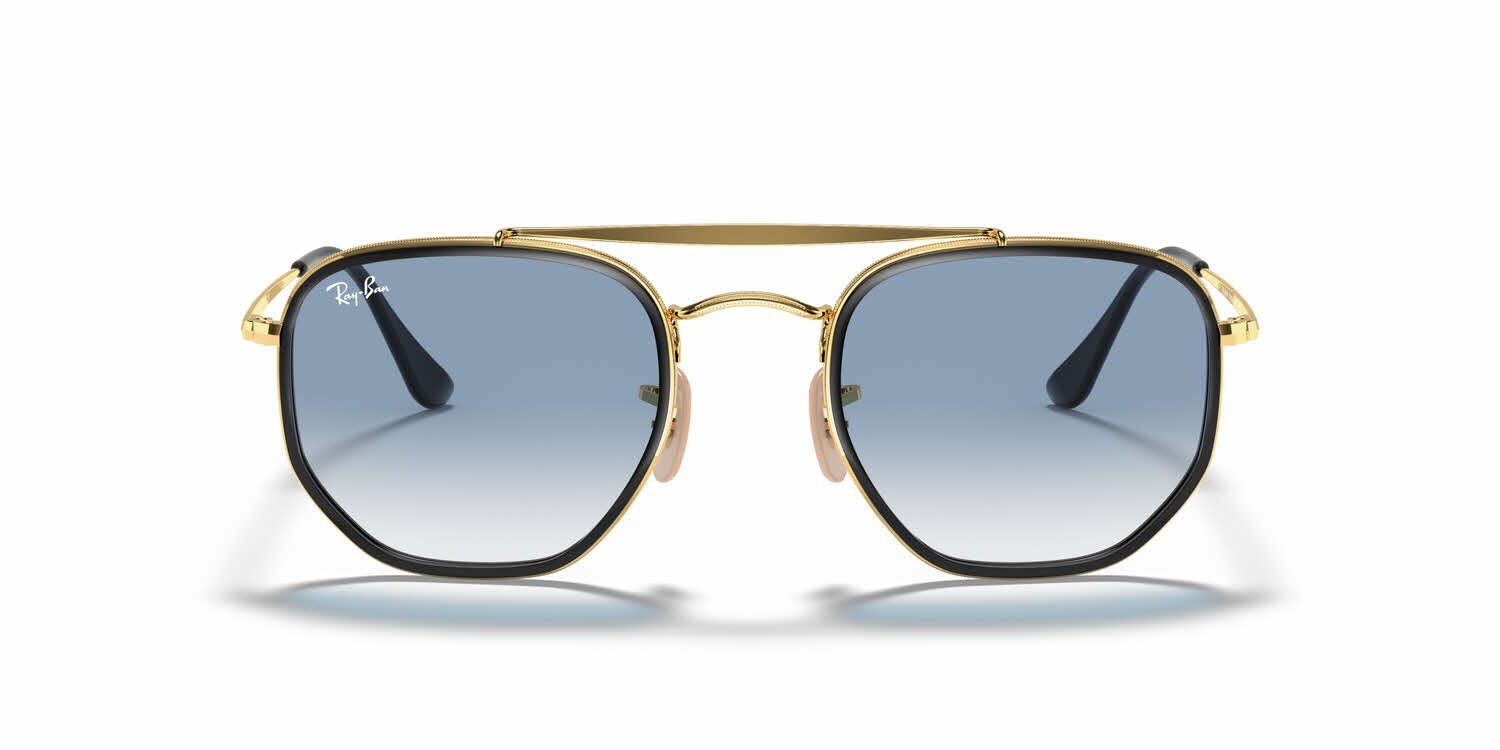 Ray-Ban Sunglasses Marshal II RB3648 Aviator Gold Hexagon Frame Light Blue 360 Ray-Ban RB3648 THE MARSHAL Sunglasses | Free Shipping  main image 4