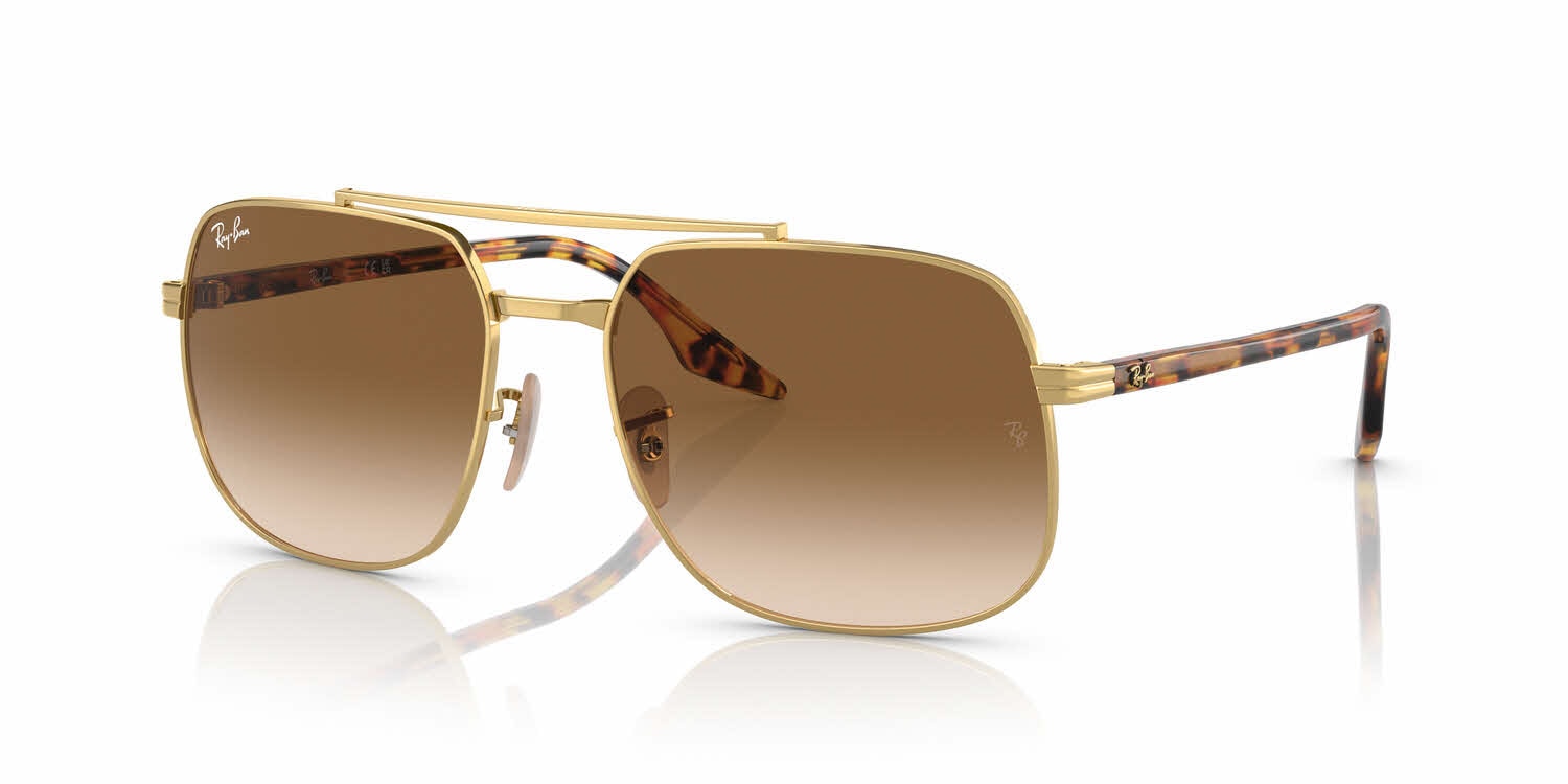 Gold and light brown Ray Bans Ray-Ban Round Metal Polarized+ Lenses L (53 - 21) with Brown  main image 3