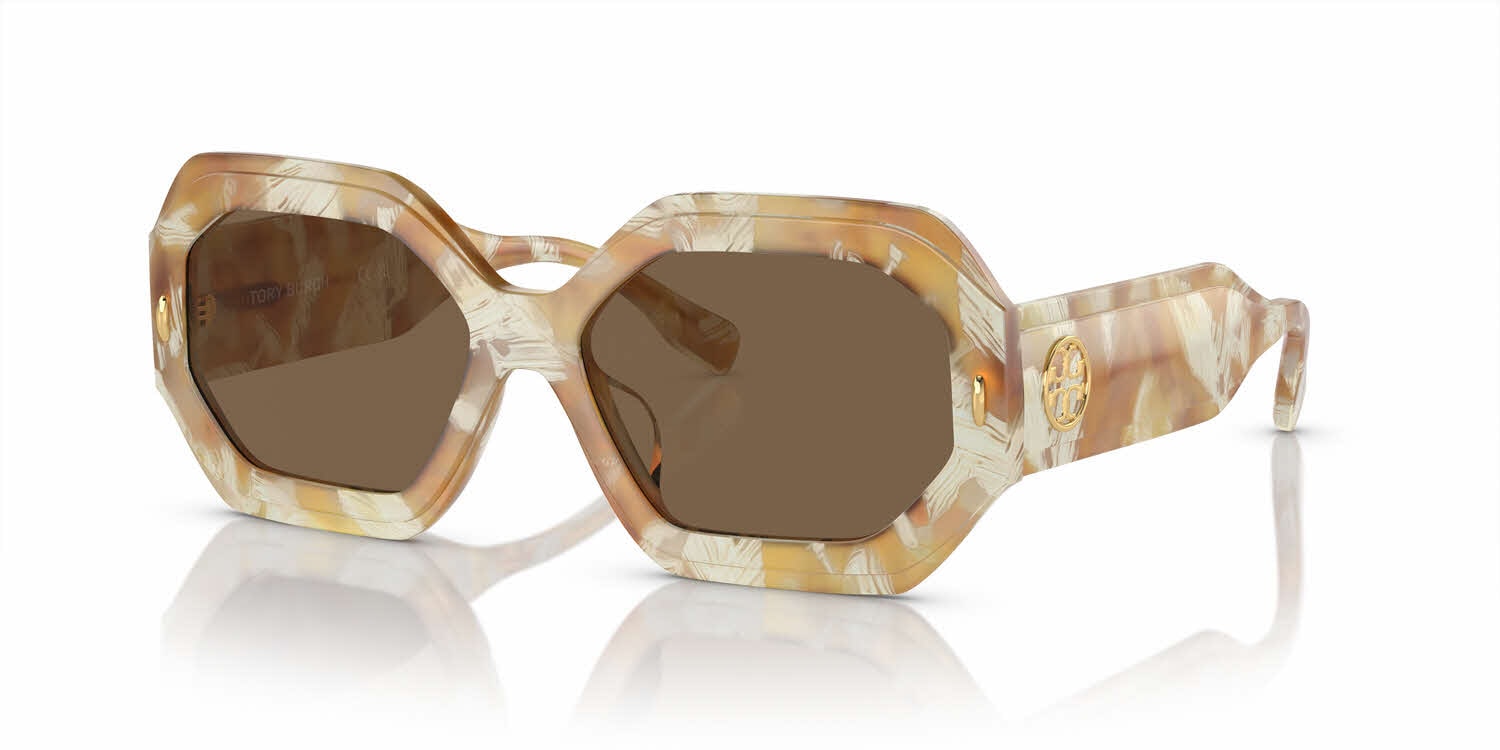 Tory Burch TY 7139 Tortoise Geometric Hexagonal‎ Sunglasses Women Brown Gradient Kira Geometric Sunglasses: Women main image 4