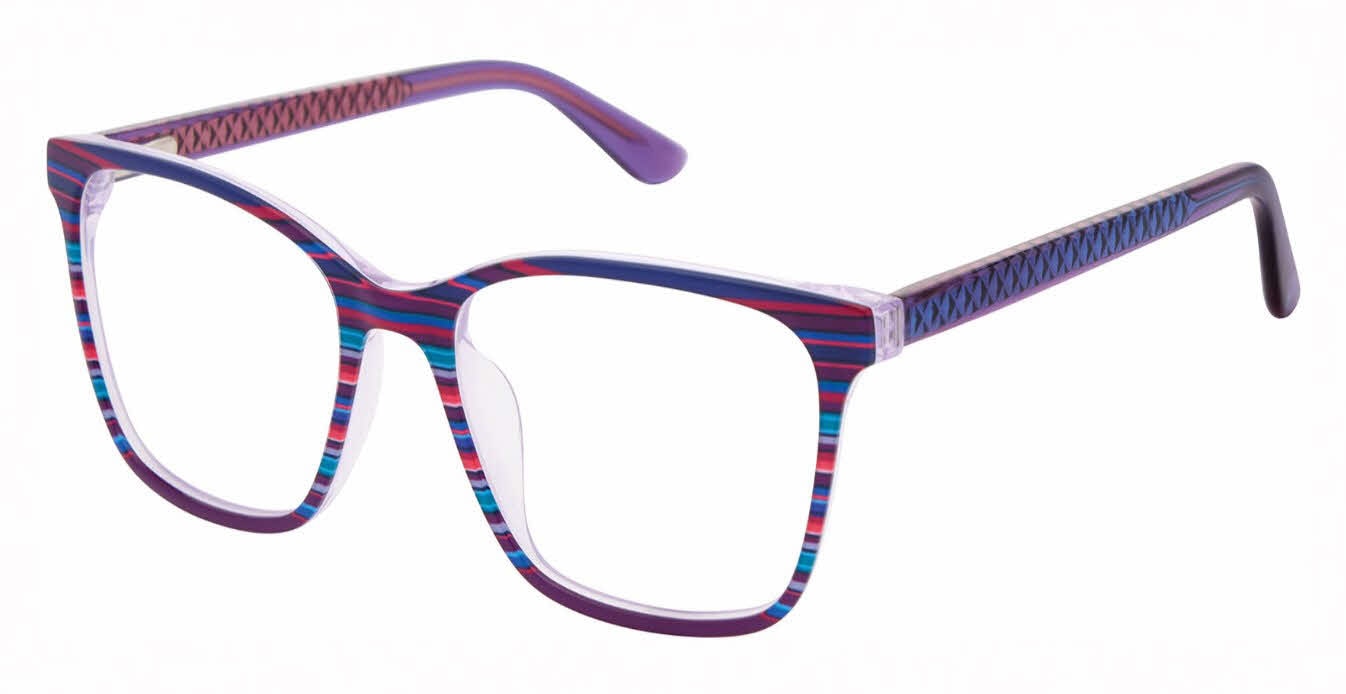 GX Gwen Stefani Eyeglass Frames 56-16-140 Purple Teal Marbled Rectangle Eyewear GX by Gwen Stefani Kids GX848 Eyeglasses | FramesDirect.com main image 4