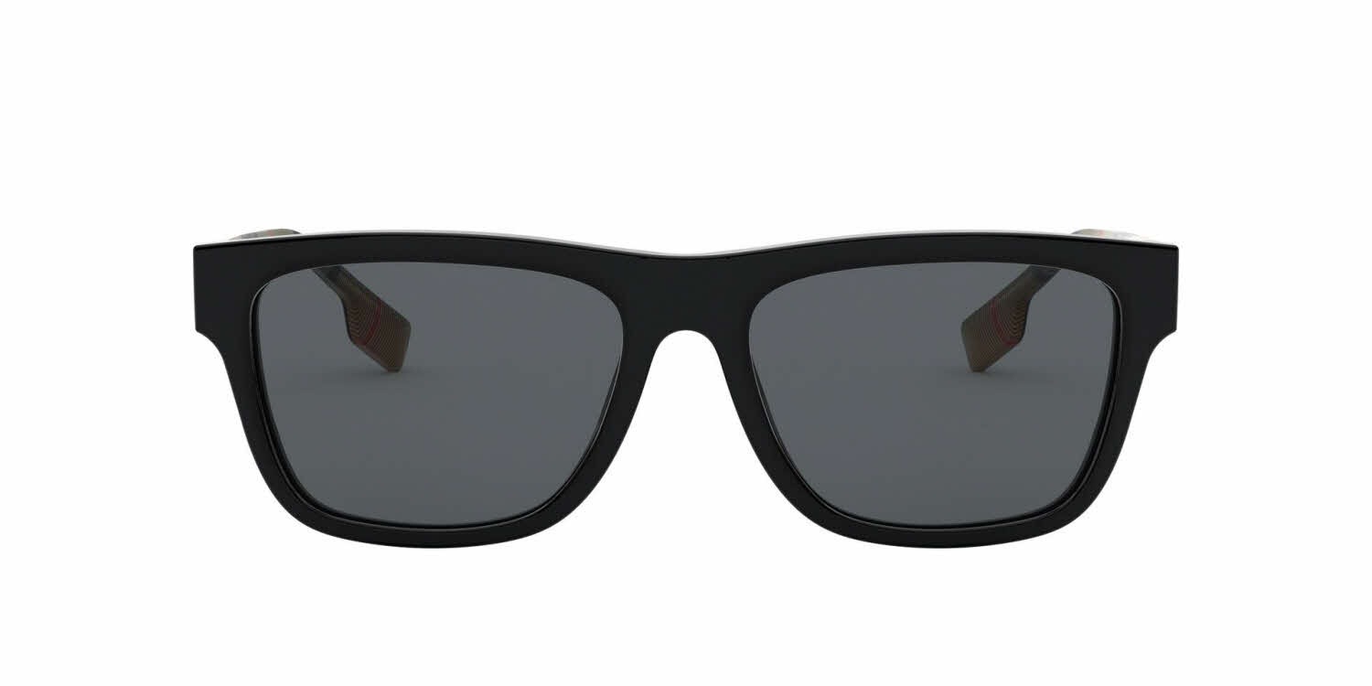 $319 Burberry Checked Arms Sunglasses Gray Polarized Lens Black Front Front NIB BE4291 Sunglasses - Burberry Authorized Retailer  main image 3