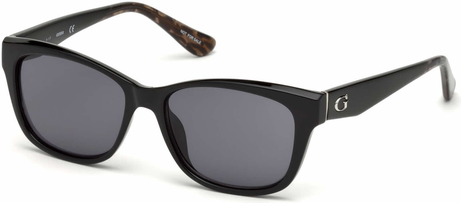 Guess GU7436 Womens Plastic Sunglass 01A Shiny Black 56-17 Gray Lenses w Case Guess Designer Sunglasses Rhinestone Temples Shiny Black  main image 2