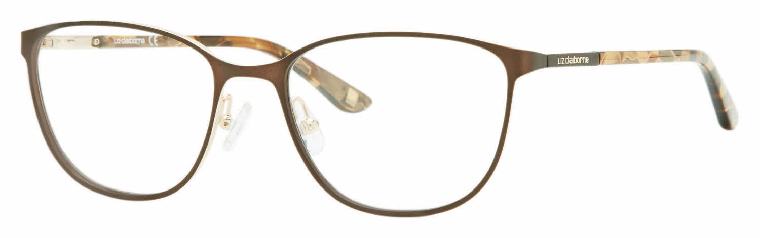 Liz Claiborne Eyeglasses Frames Brown Gold Rectangle L135 49-18-135 23310 LIZ CLAIBORNE L 639 (TUI) Light Brown 53-17-135 Eyeglass  main image 4