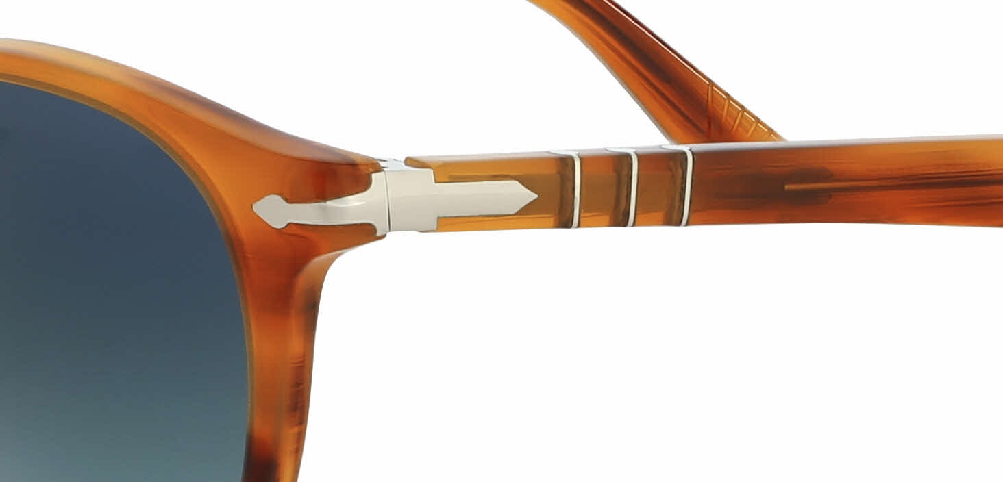 New Persol PO 3108S 960/S3 Striped Brown Sunglasses Light Blue Polarized Lens New PERSOL Polarized Sunglasses 3108-S 960/S3 49-22 Tortoise  main image 2
