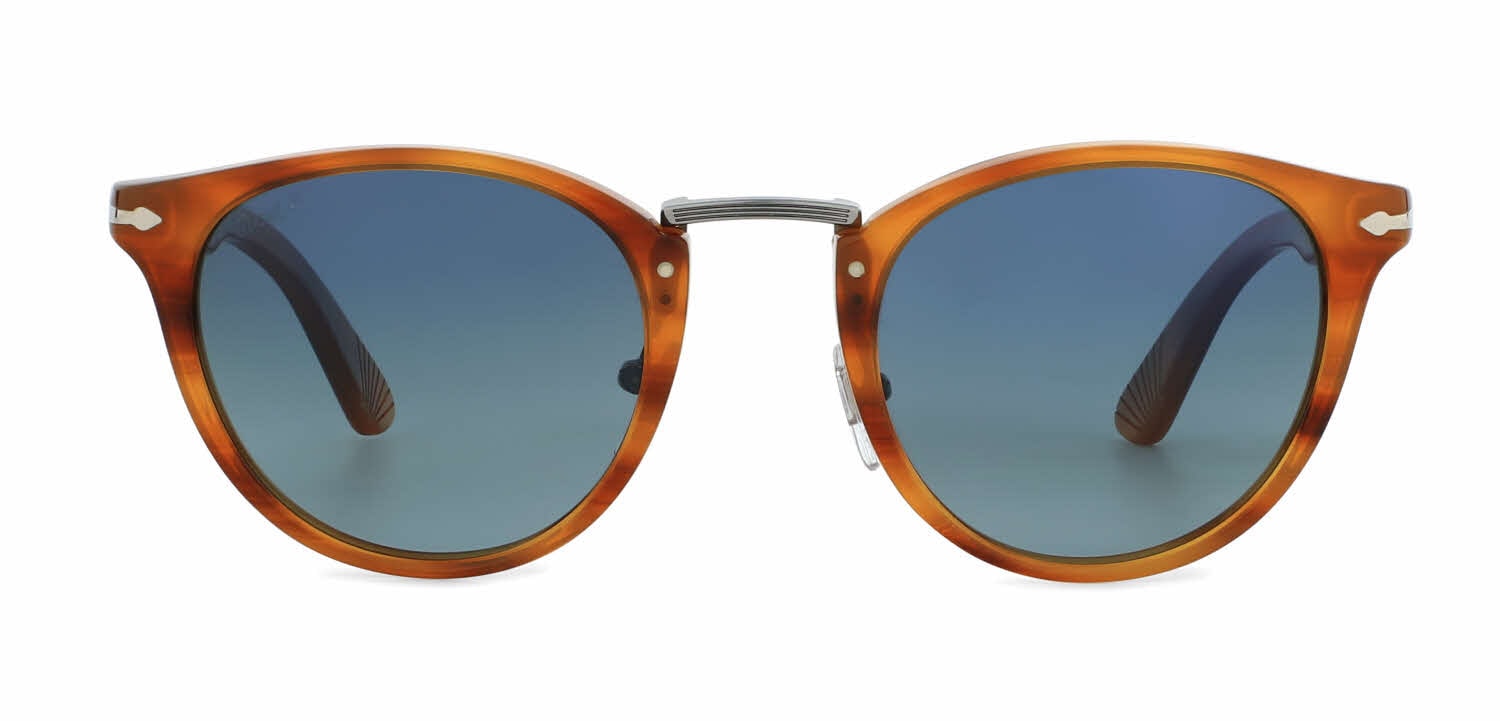 New Persol PO 3108S 960/S3 Striped Brown Sunglasses Light Blue Polarized Lens New PERSOL Polarized Sunglasses 3108-S 960/S3 49-22 Tortoise  main image 3
